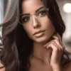 Chica joven morena usa lentes armazón Lob Cora, con la excelente tecnología anti blue ray, para tener una mejor jornada de trabajo y verse espectacular.